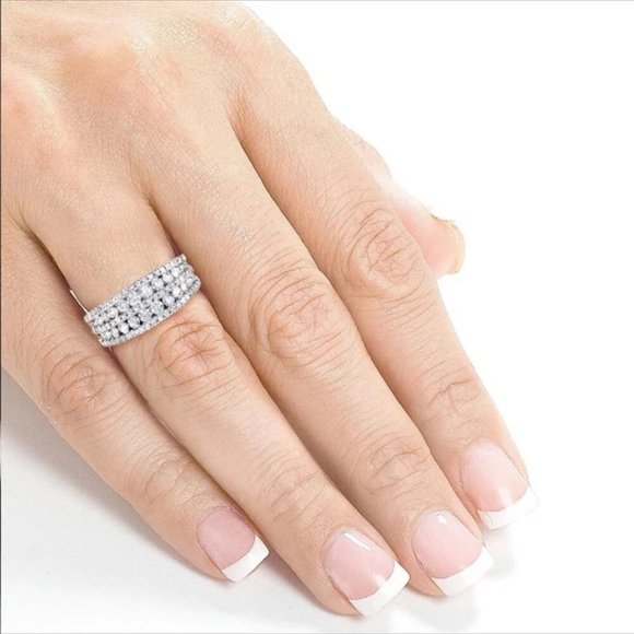 NEW MULTI LAYER S925 STERLING SILVER DIAMOND RING - Picture 6 of 7